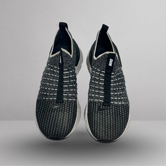 Nike Women’s React Phantom Run Flyknit 2 Black/White Running Shoes US 7.5 (CJ028 - Picture 1 of 4